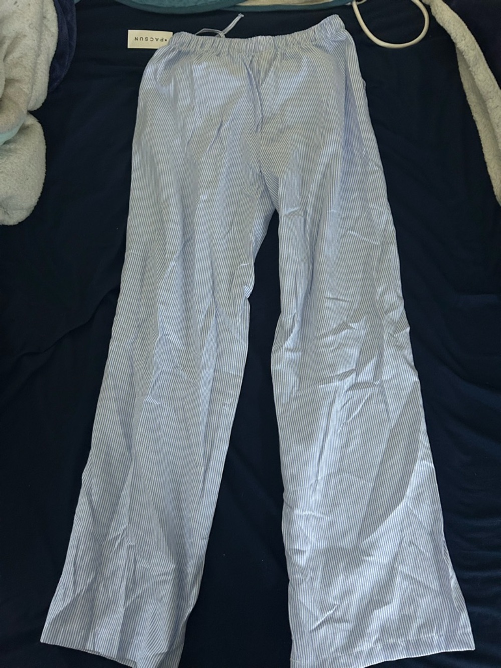 PacSun Women's Light Blue & White Pinstripe Track Pants
